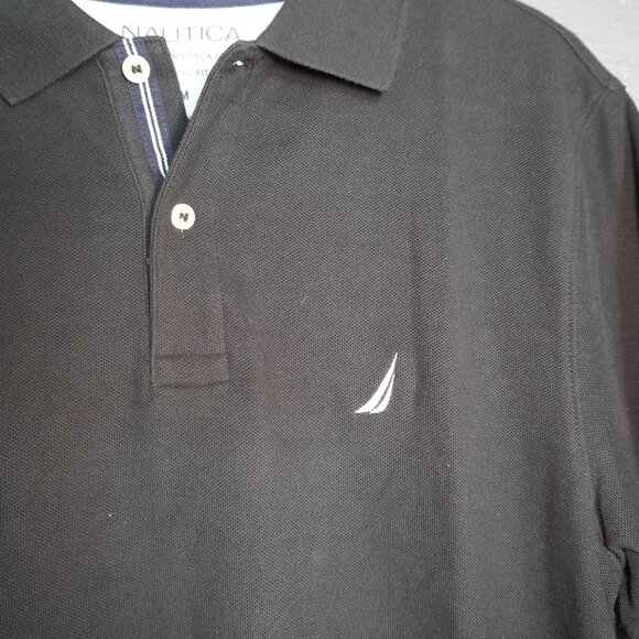 Nautica Mens Black White Logo Short Sleeve Classic Fit Polo Size Medium - Picture 4 of 7